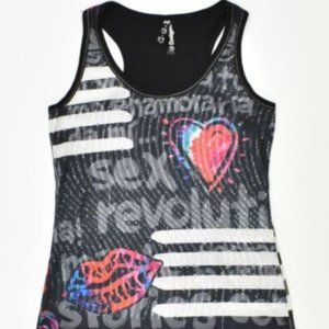 EUC - DESIGUAL Womens Graphic Wearable Art Vest Top US 18